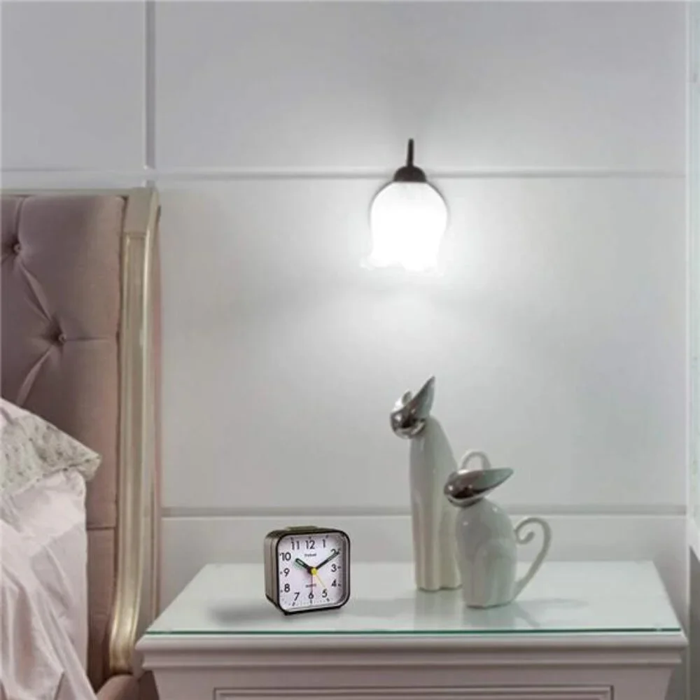 Small Travel Alarm Clock Silent Non Ticking Analog Battery Operated Desk Clock B